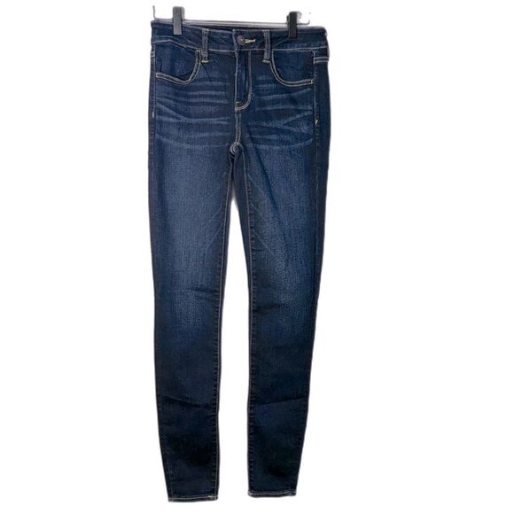 American Eagle Next Level Stretch Jeggings Jeans Women’s 4 Long Blue. - Picture 1 of 13